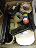 Lot of: Office Supplies, Tape, Staplers, Etc…