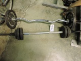 2 Curling Bars with FERRIGNO and Other - Approx 75LBS of Weight