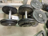 Lot of 4 Curling Dumbells with Approx 80 LBS of FERRIGNO Weights