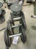 Lot of 4 Curling Dumbells with Approx 90 LBS of FERRIGNO Weights