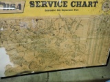 Vintage BSA Service Chart - Covers A50 & A65 - O.H.V Twin
