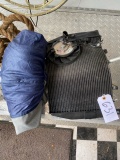 Blue & Gray Motorcycle Cover and Damaged Radiator