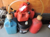 Lot of 6 Plastic Gas Containers & 5-Gallon Bucket