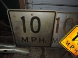 10 MPH Metal Road Signs / 3 Lg & 1 Sm / Largest is 30