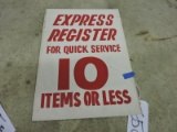 Vintage 'Express Register' Sign - Cardboard -- 13