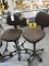 Pair of Black Rolling Office Stools -- Adjustable Height