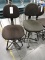 Pair of Black Rolling Office Stools -- Adjustable Height