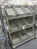Rolling 3-Level Angled Shelf Unit with 9 Large Storage Boxes