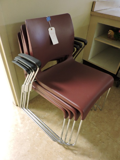 4 Plastic Waiting Room / Cafeteria Chairs - 33" Seat Back with an 18" Seat Height