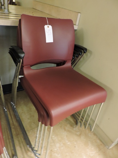 4 Plastic Waiting Room / Cafeteria Chairs - 33" Seat Back with an 18" Seat Height