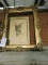 Ornate Gold Antique Picture Frame - and Hand Drawn Signed Deer Picture