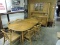 Mid-Century Pecan Wood Dining Room Set - Table, 6 Chairs & Hutch