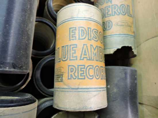 Box of EDISON Blue Amerol Records - Apprx 70