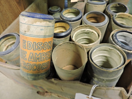 Box of EDISON Blue Amerol Records - Apprx 50