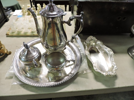 Silver-Plate Tea Set plus Add'l Serving Piece