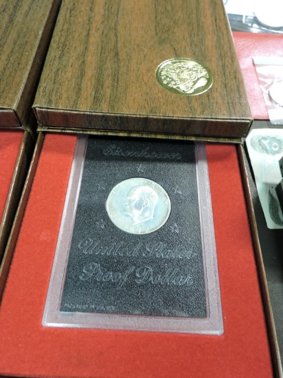 Two 1972 Eisenhower Silver Proof Dollars - in Cases