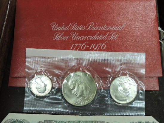 Two Bicentennial Silver Uncirculated - Silver Dollar, Half & Quarter Sets