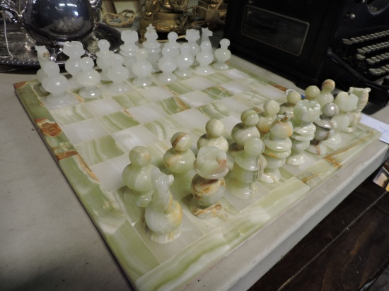 Complete Marble Chess Set - Board and Pieces - Vintage