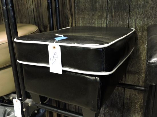 Ottoman - Black with White Accent Piping -- 24" X 20" X 15" Tall