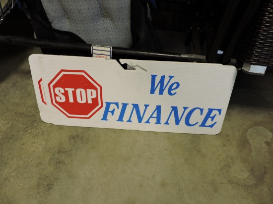 Pair of 'We Finance' Signs -- 28" Wide / Corogated Plastic