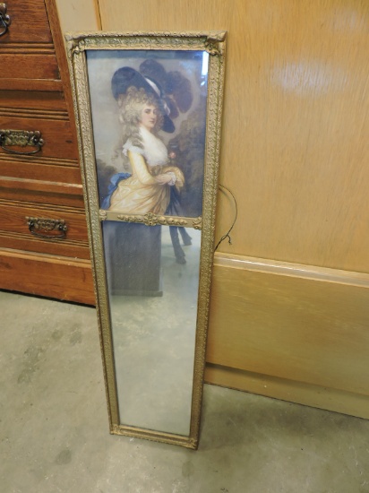 Small Antique Hall Mirror -- 27.5" Tall X 7" Wide