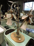 Copper Artsy 1970's Style Table Lamp - 3 Fixtures
