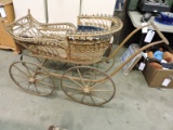 Late-1800's Antique Baby Carriage - Wicker, Wood & Steel