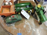 Vintage Toys: John Deere Tractor & Wagon, Spreader, Cop Car