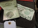 1899 Lady Liberty Dollar Money Clip and a IRAQI 25 Dinar Bill