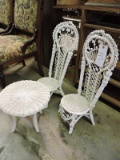 Large Vintage Wicker Doll Furniture Set / 2 Chairs and Table