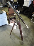 Vintage Brass Telescope with Wood & Brass Stand