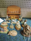 Assorted Animal Figures: 6 Glass, 4 Metal, 12 Resin