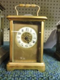 Small Antique Brass Mantle Clock with Winding Key