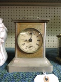 Small Antique Metal Mantle Clock - Made in Germany