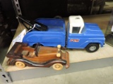 BUDDY L Toy Tow Truck & Wood Vintage Car Model