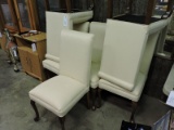 Six Matching High-Back Dining Room Chairs - Cream Uphostery