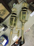 Pair of Antique Brass Coach Lamps / Carriage Lamps - Late 1800s