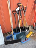 7 Various Snow Shovels and 2 Snow Rakes