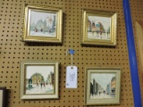 Set of 4 Hand Painted, Framed Tiles -- Each apprx 8