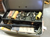 Vintage Metal Toolbox with Various Hardware