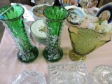 Ornate Glass Vases - 2 Matching and One Other