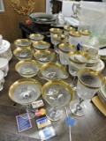 Ornate Gold-Leaf Trimmed Formal Glassware Set