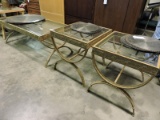 Modern Metal & Glass Coffee Table and 2 Side Tables