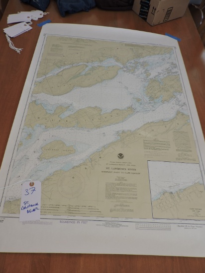 Nautical Map of the St Lawrence River - New York - 42" Tall X 29" Wide