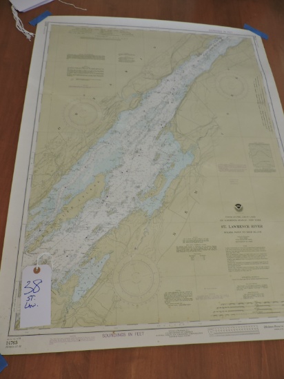 Nautical Map of the St Lawrence River - New York - 37" Tall X 29" Wide