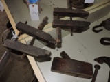 Pair of Antique Wood & Metal Clamps and a Planer - no blade