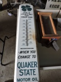 Antique Painted QUAKER STATE Motor Oil Advertising Thermometer