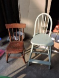 2 Antique Wooden Chairs - One is Taller