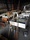 5 Antique Wooden Fishing Rods - As Pictured
