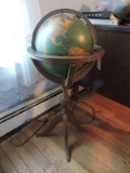 Light-Up Vintage Globe on Floor Stand -- Fully Functional